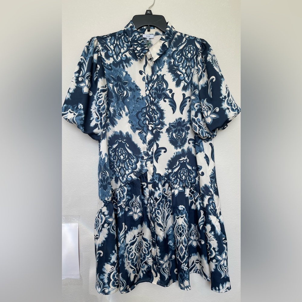 Blue and White Floral Dress